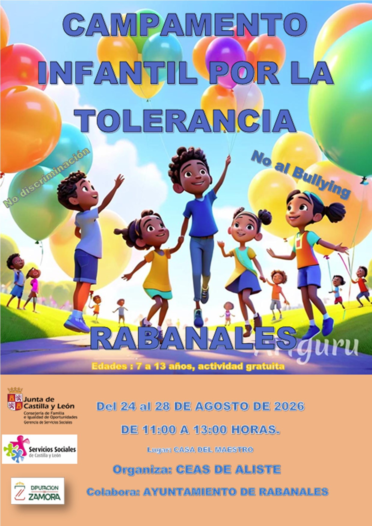 Campamento infantil gratis en Rabanales del 24 al 28 de agosto